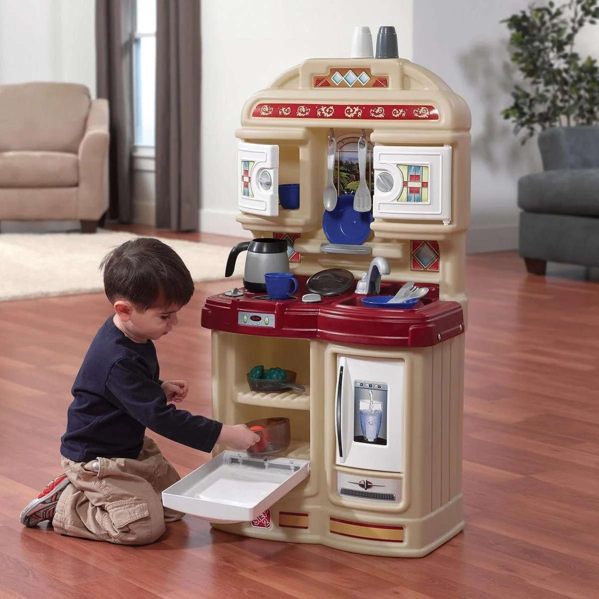 Cozy Play Kitchen - Herd, Backofen und Kühlschrank - inkl. 21-teiligem Zubehörset - 6