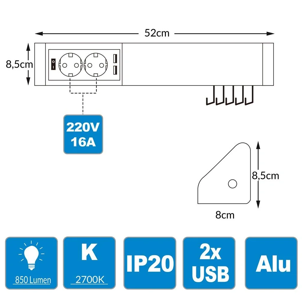 Unterflurbeleuchtung mit Haken + Steckdosen - 8