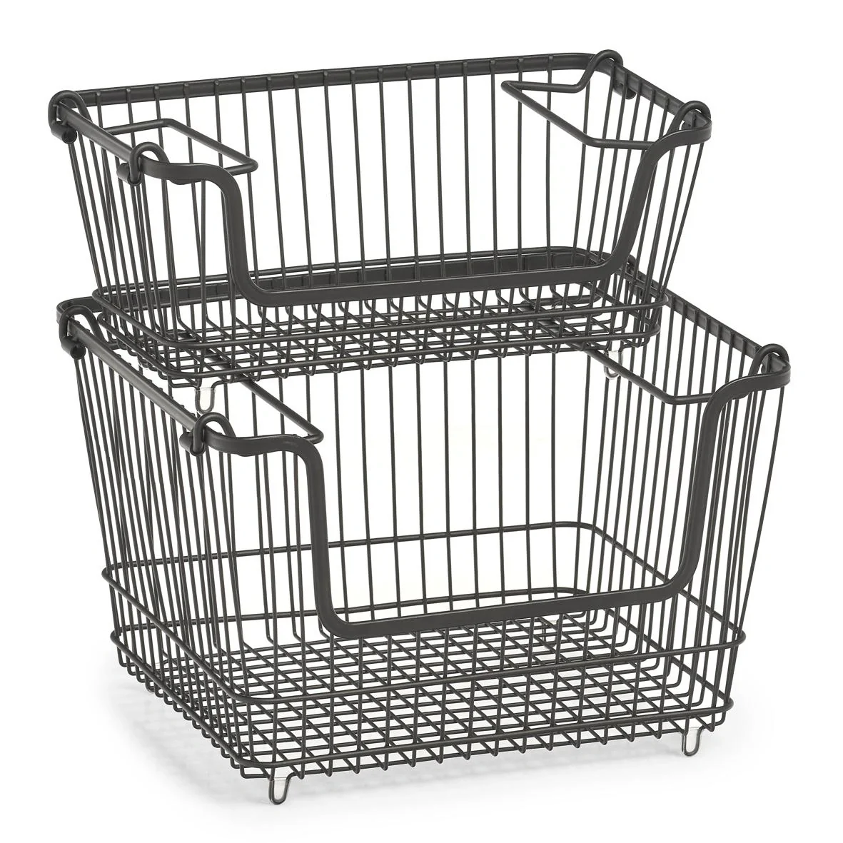 Vorratskorb, stapelbar, Metall, schwarz - 5