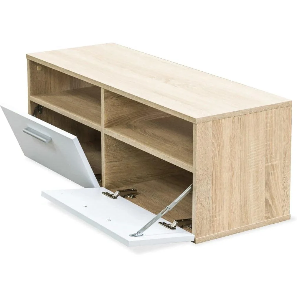 TV-Schrank 95x35x36 cm Spanplatte eichefarben und weiß - 5