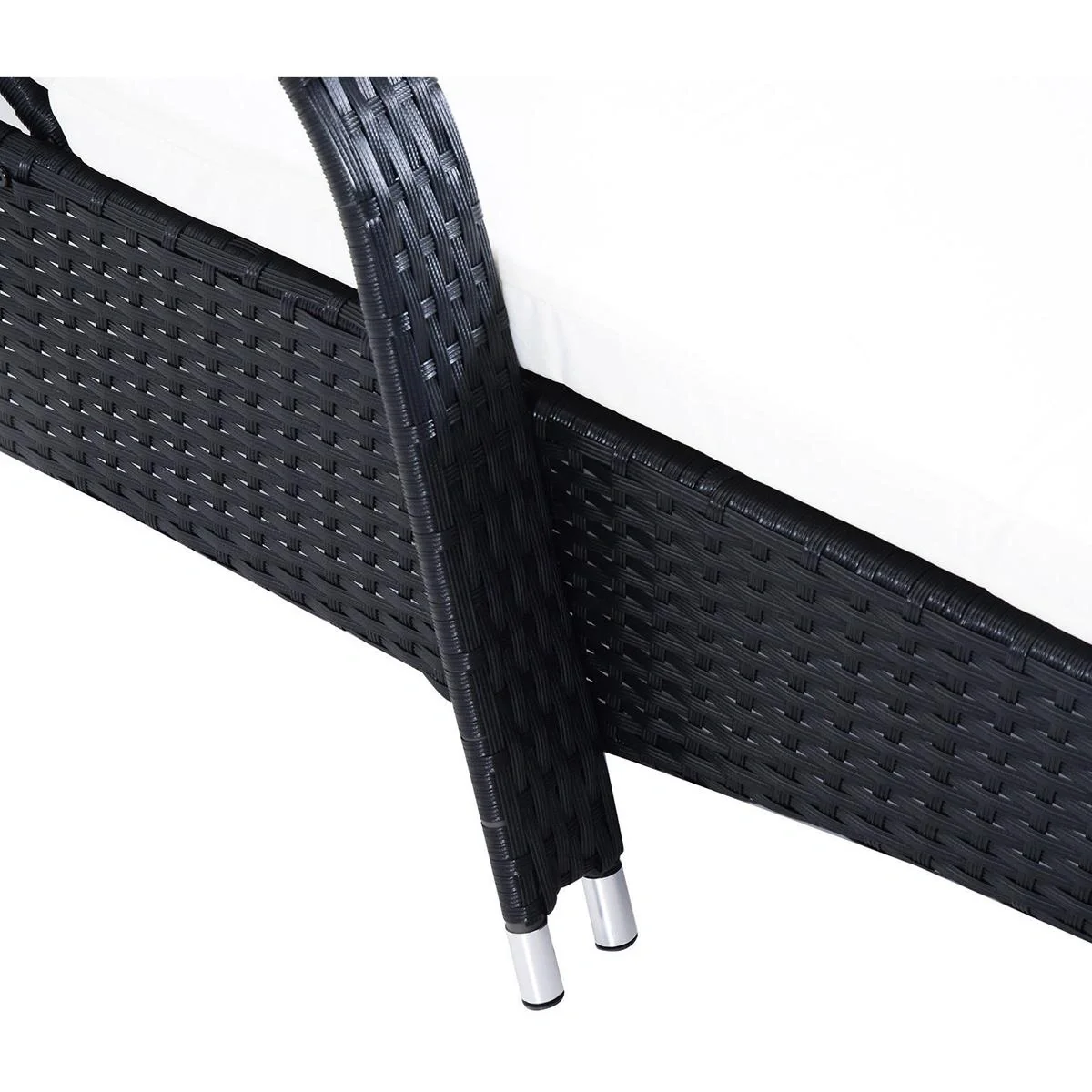 Rattan Sonnenliegen mit Tisch grau - 1