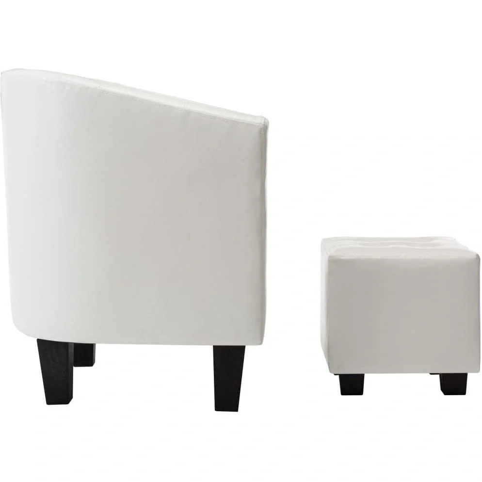 Schalensitz mit Ottomane Kunstleder weiß - 5