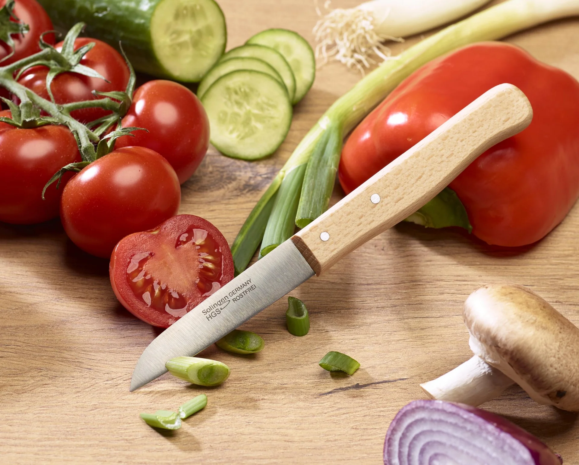 Gemüsemesser, 8 cm, mit Buchenholzgriff - 4