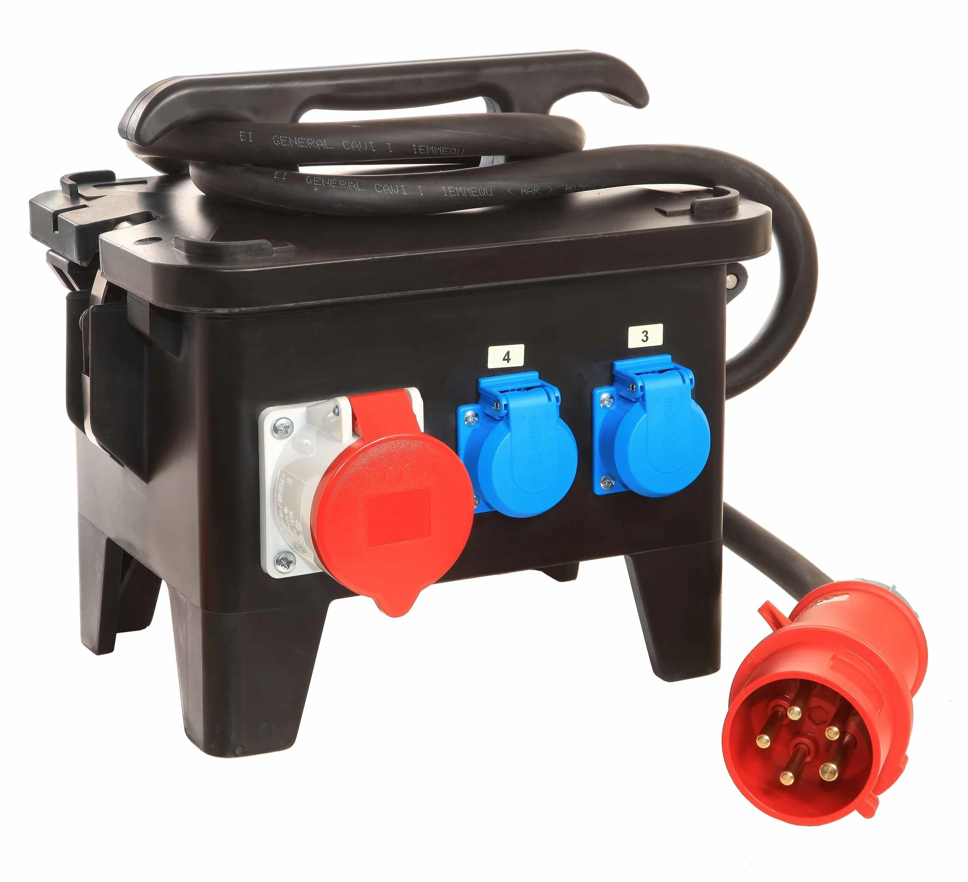 Baustellenstromverteiler M5 Anschluss CEE 400V, 32A, 3 Steckdosen 230V, 1+2 CEE-Steckdosen 400V - 1