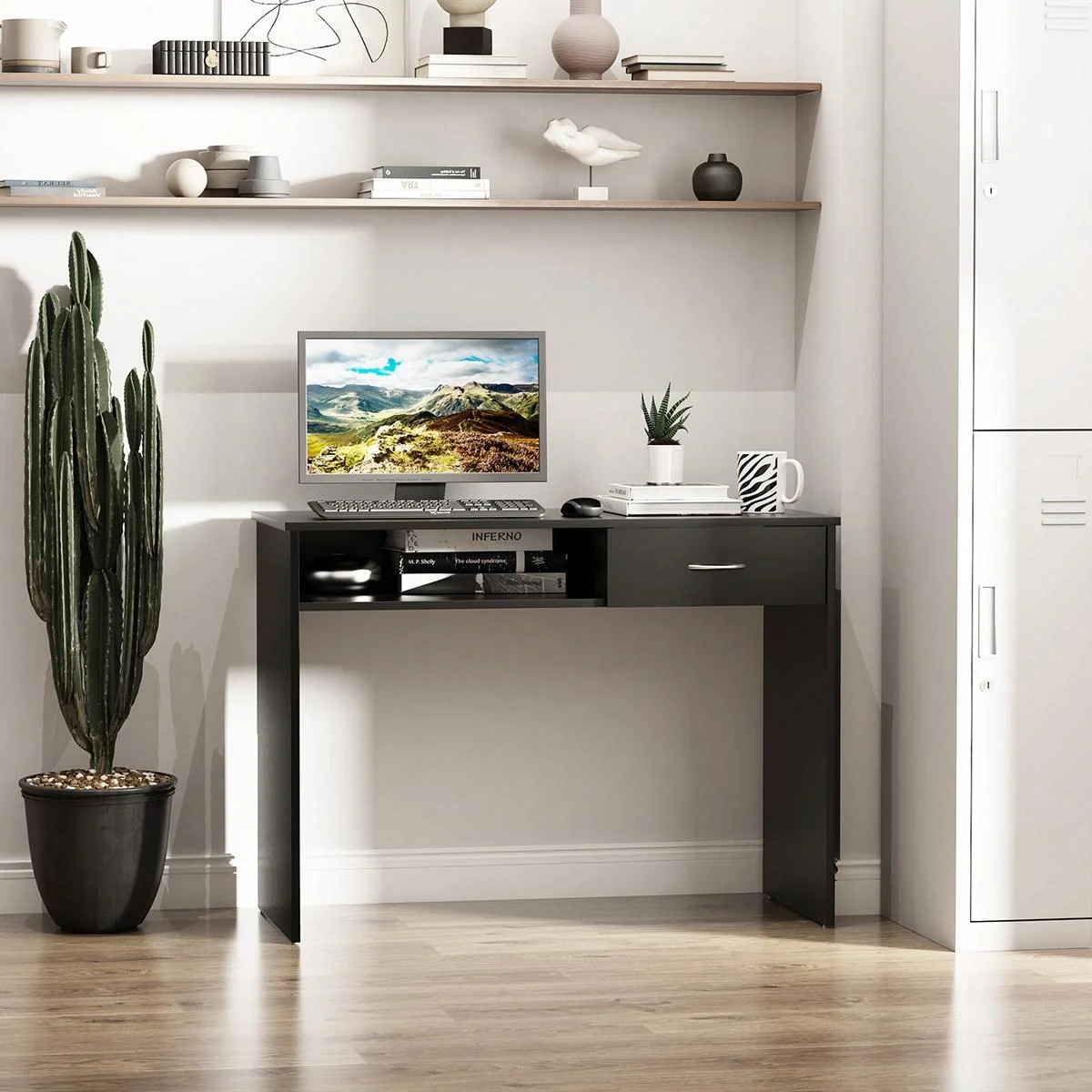 Schreibtisch mit Regal Schublade Computertisch Bürotisch Arbeitstisch großer Stauraum industrieller Stil E1-Spanplatte M - 4