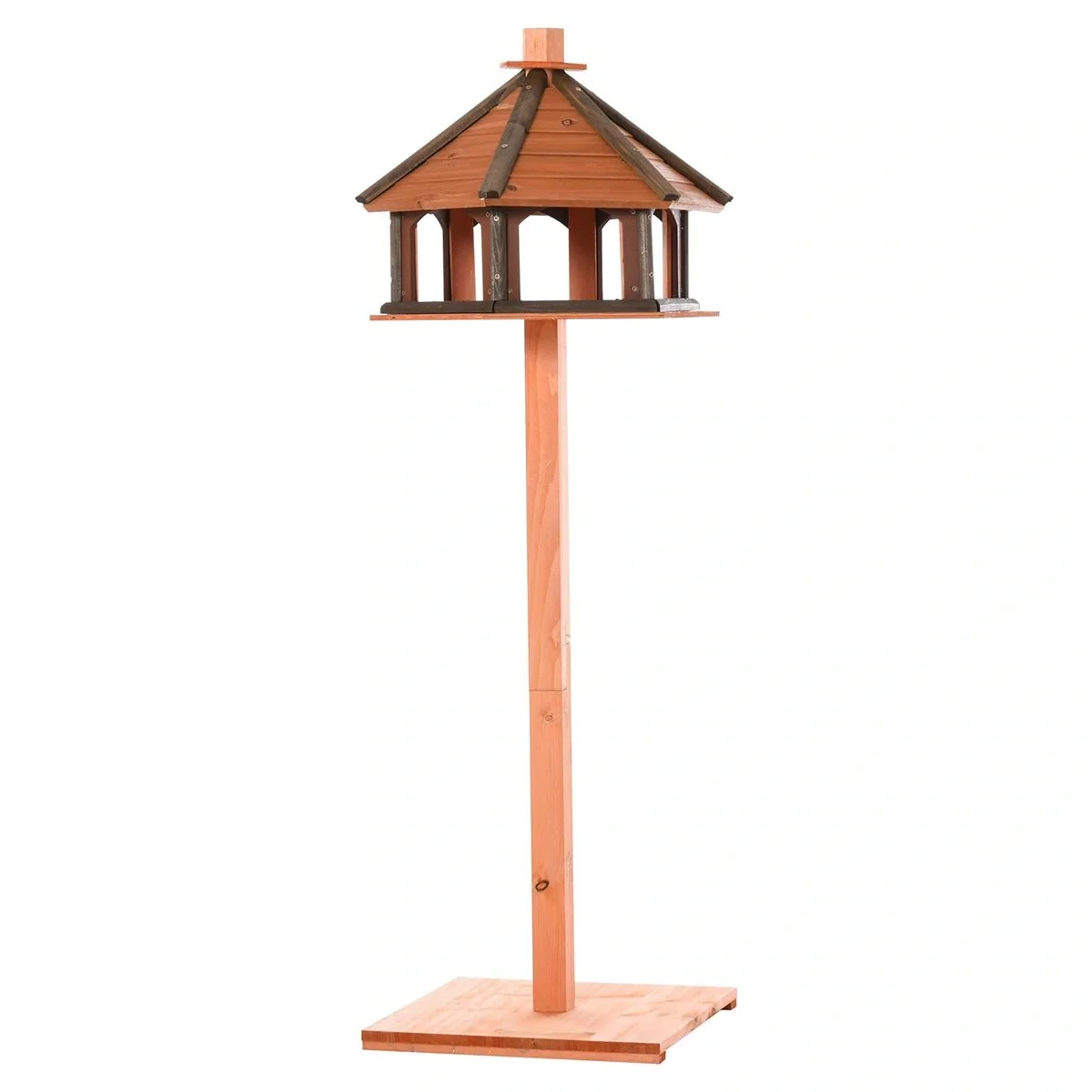 Vogelhaus hölzerner Vogelvilla Futterhaus Vogelständer Vogel-Tischvogelhaus Spielstand mit wasserfestem Dach für den Aus - 4