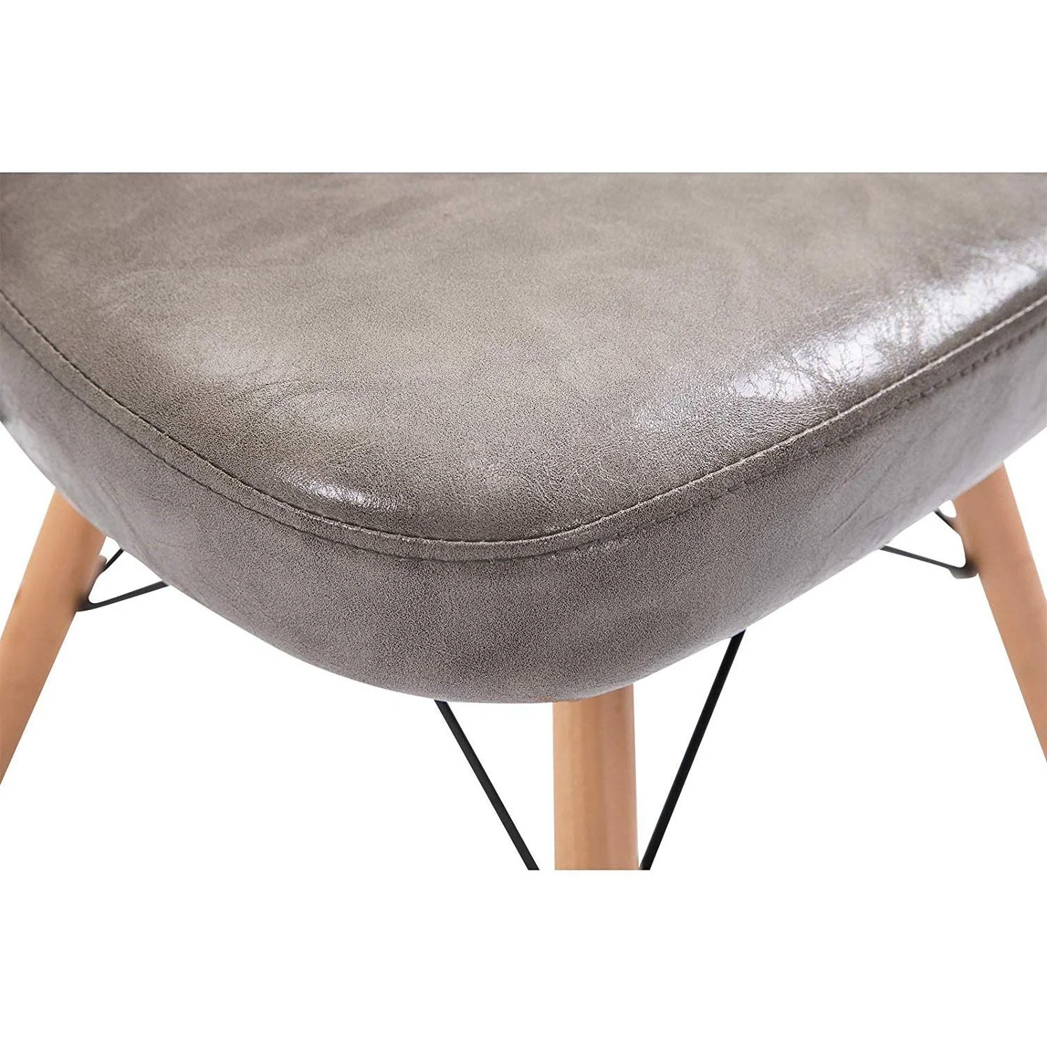 2er-Set Relaxsessel Loungesessel Polstersessel Cocktailsessel Stuhl PU + Metall + Buchenholz Grau 49 x 47,5 x 76 cm - 5