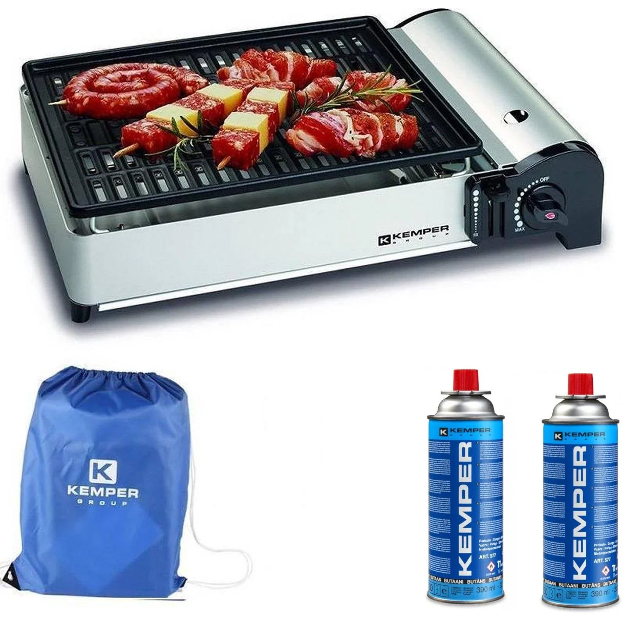 Tragbarer Smart-Gasgrill Tischgrill Campingkocher - inkl. 2 Gasflaschen - 5