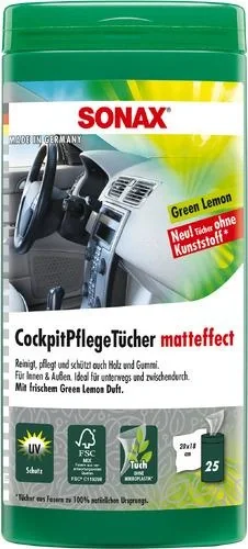 Cockpit-Pflegetücher Matteffect Green Lemon Box 25 Stück - 1