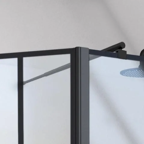 Duschwand in modernem Design 90+40 x 195 cm - Glasdusche mit matt schwarzen Wandprofil - 8