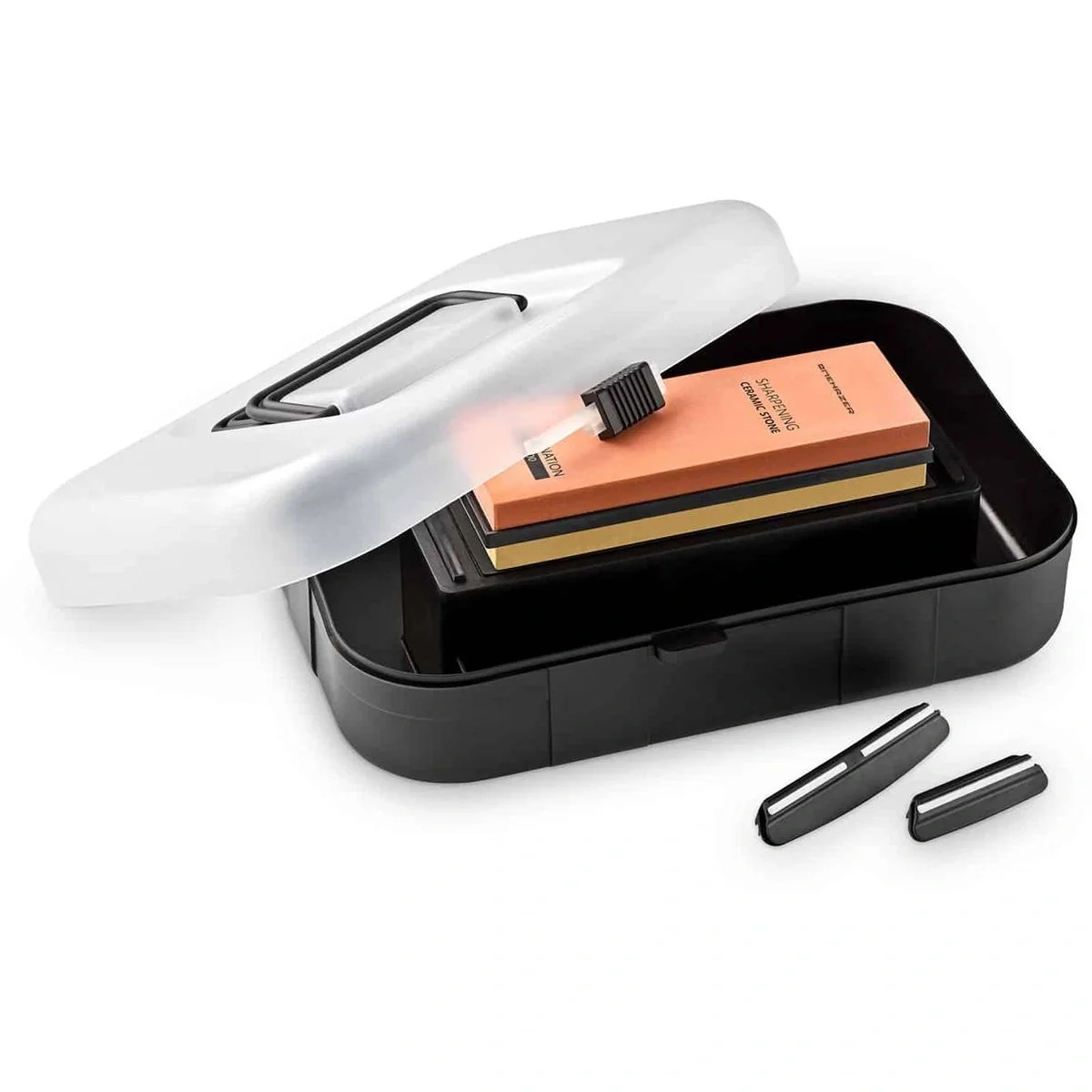 Mehrzer - Messerschärfstein-Set - 1000/3000er Körnung - Inkl. Schärfhilfen und Diamantstein - 9