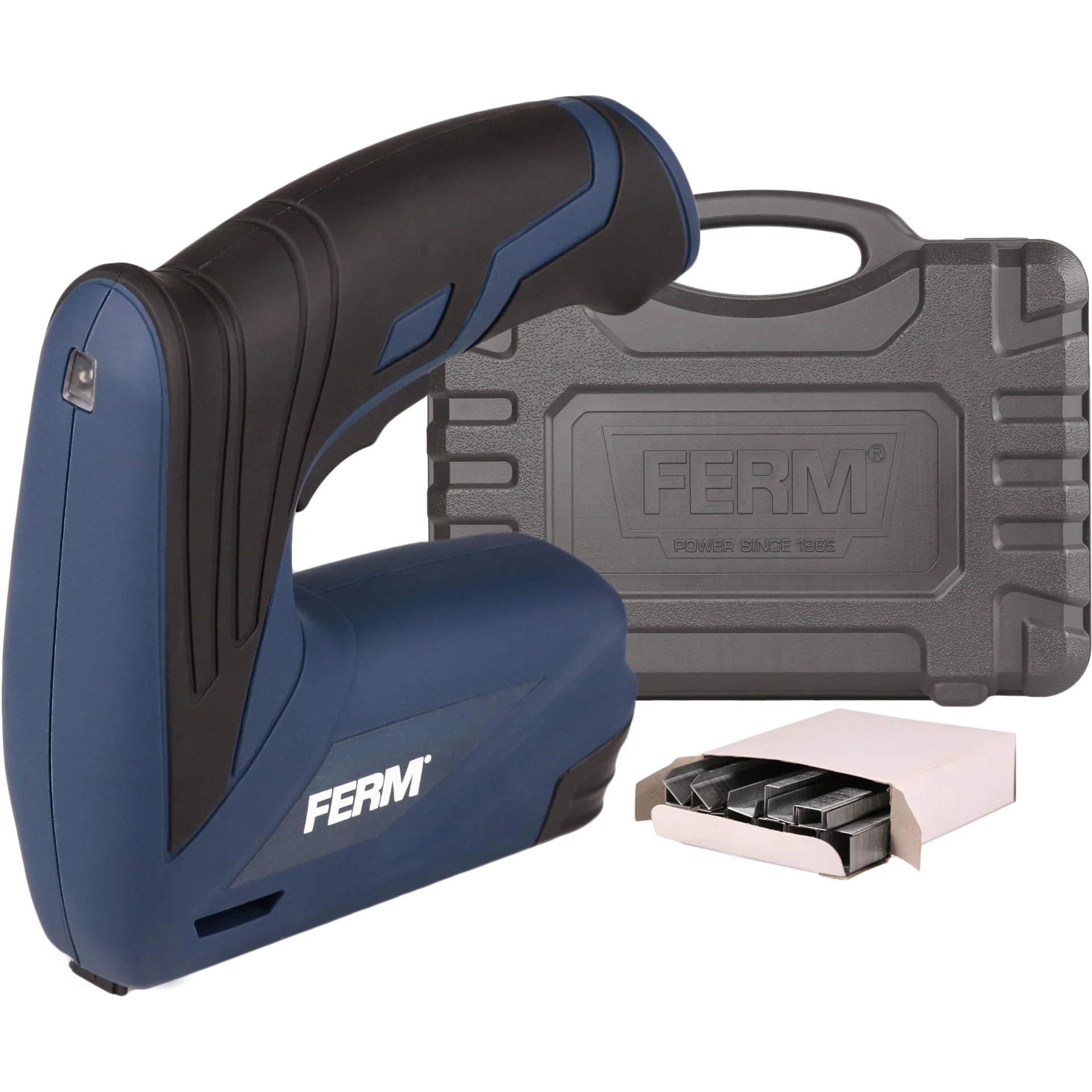 ETM1005 Li-Ion Tacker 3.6V/1.5Ah - Soft griff - LED-Arbeitsleuchte - Inkl. Schnellladegerät (USB), 1000 Heftklammern (6m - 1