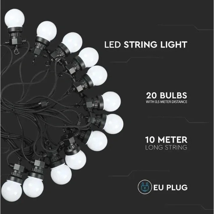 VT-71020 Lichterkette - Wasserdicht - 20 LED-Lampen - 6000K - 10M - 6