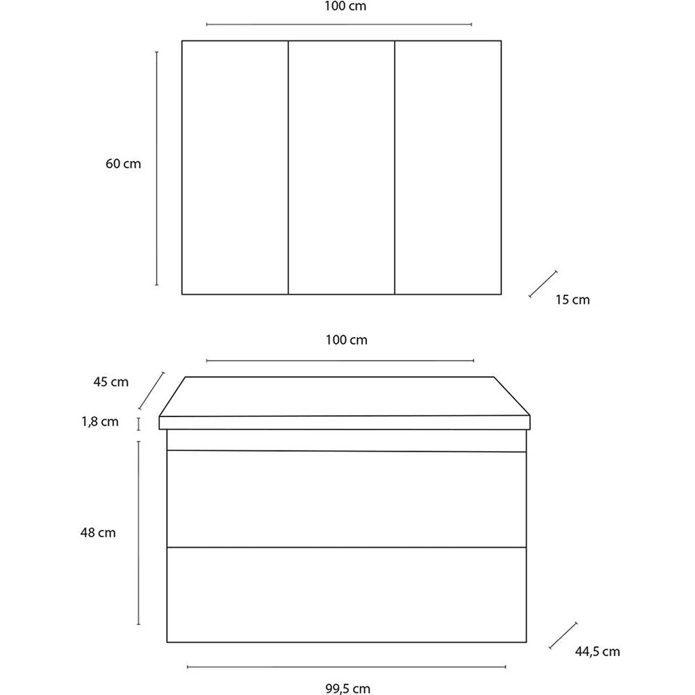 Badezimmermöbel Style 100cm links - schwartz Eiche - 4
