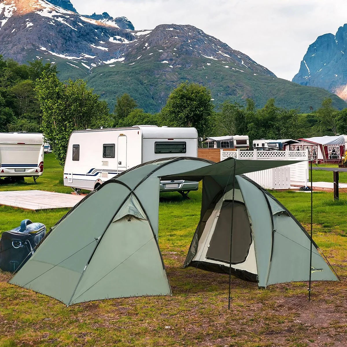 Campingzelt für 4-5 Personene grün - 10
