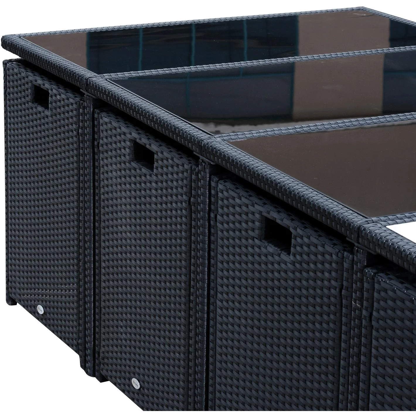 13 tlg, Gartengarnitur Gartenmöbel Rattan Schwarz - 6