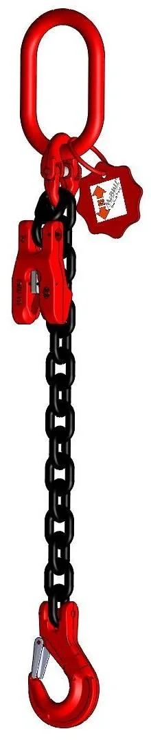 1-Strang Kette GK8, mit Gabelkopfhaken und Verkürzung 8 mm, 2 m lang - 1