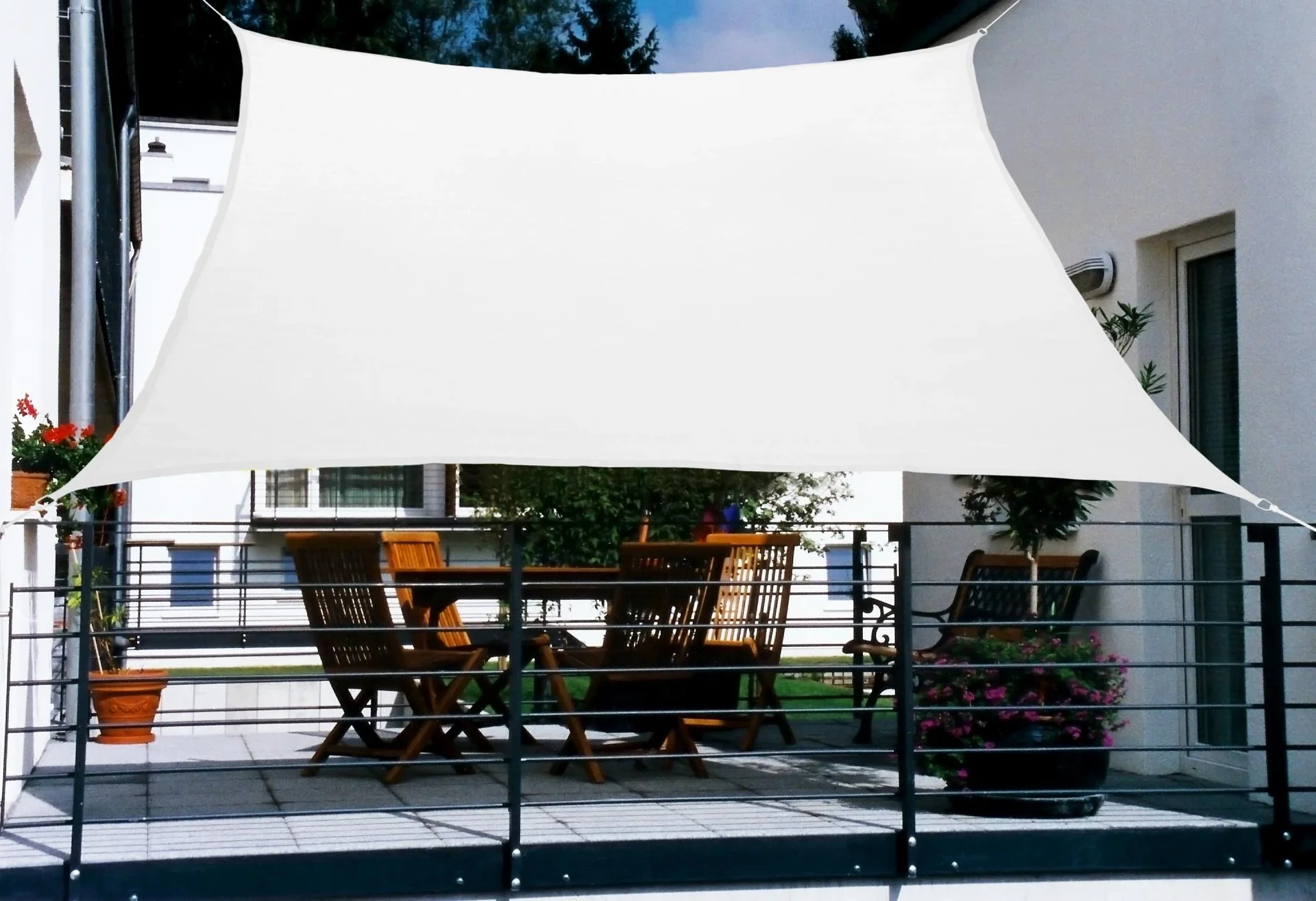 Balkon-Sonnensegel  HDPE creme weiss 270 x 140cm - 2