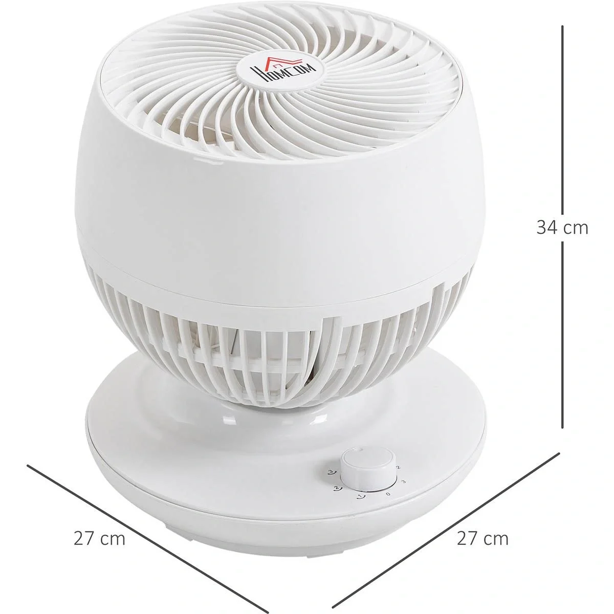 Tischventilator Umluftventilator 90° Kippfunktion 70° Oszillation 3 Geschwindigkeiten ABS Kunststoff l Ø27 x 34H cm - 5