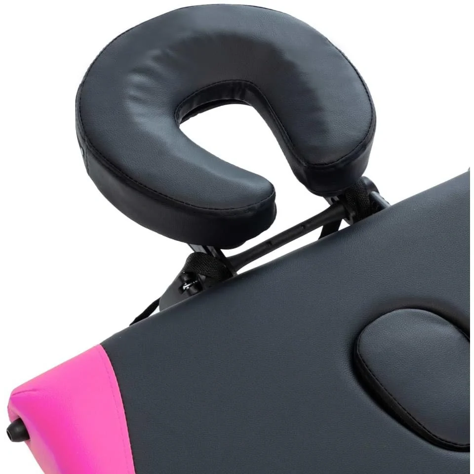 Klappbarer Massagetisch 4 Zonen Aluminium schwarz und rosa - 7