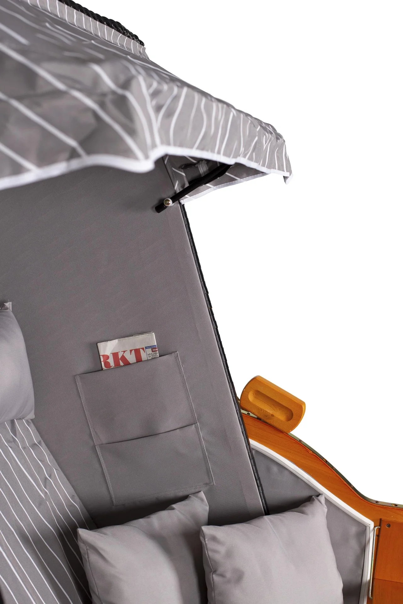 Strandkorb "Ostsee" gestreift royal grau - 5