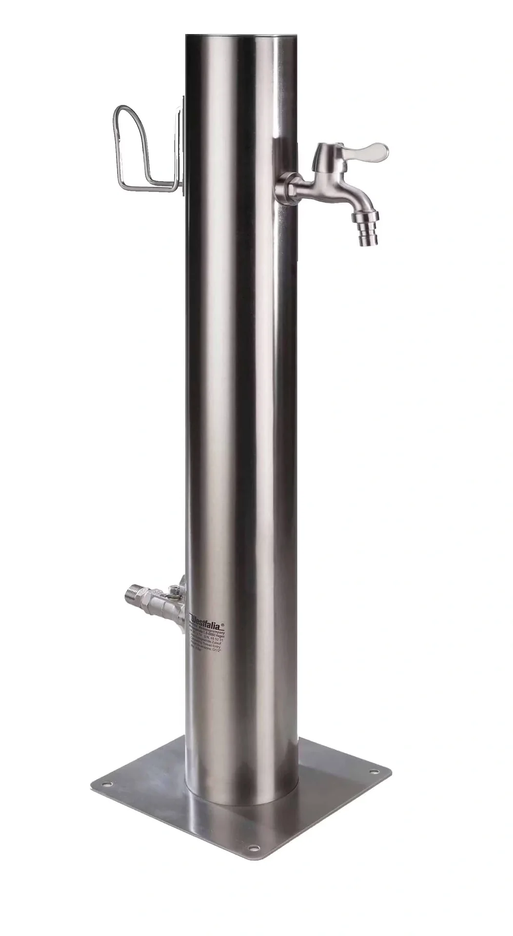 Wasserzapfsäule, inklusive Schlauchhalter + 2 Auslaufhähne, Edelstahl - 13