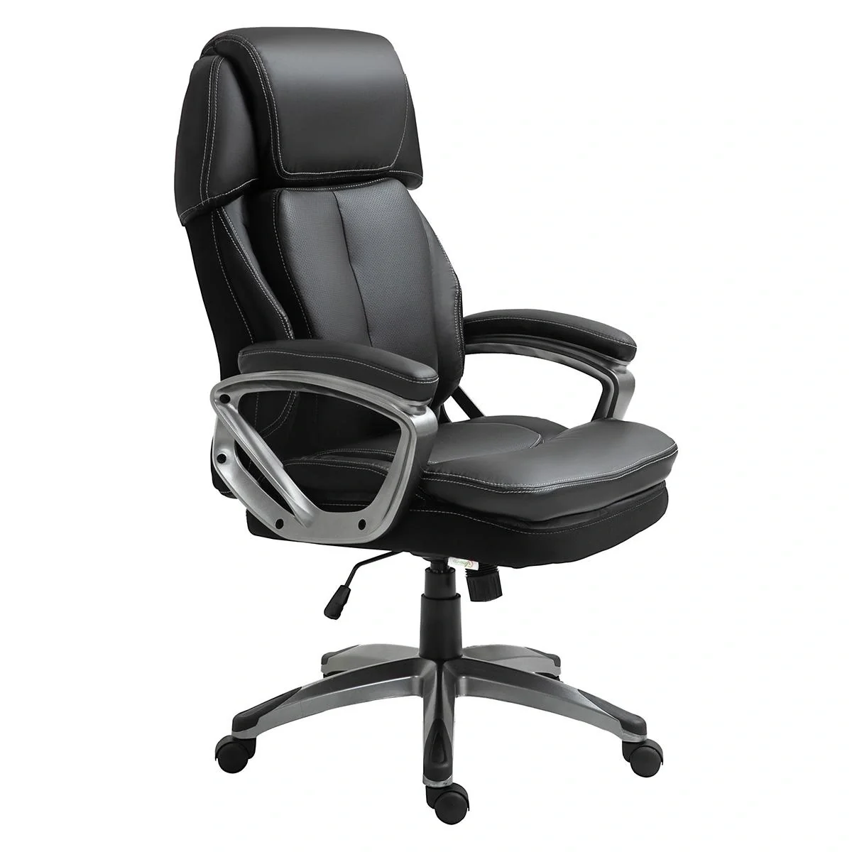 Bürostuhl Computerstuhl mit Wippenfunktion Kopfstütze ergonomischer Schreibtischstuhl drehbar höhenverstellbar Kunstlede - 4