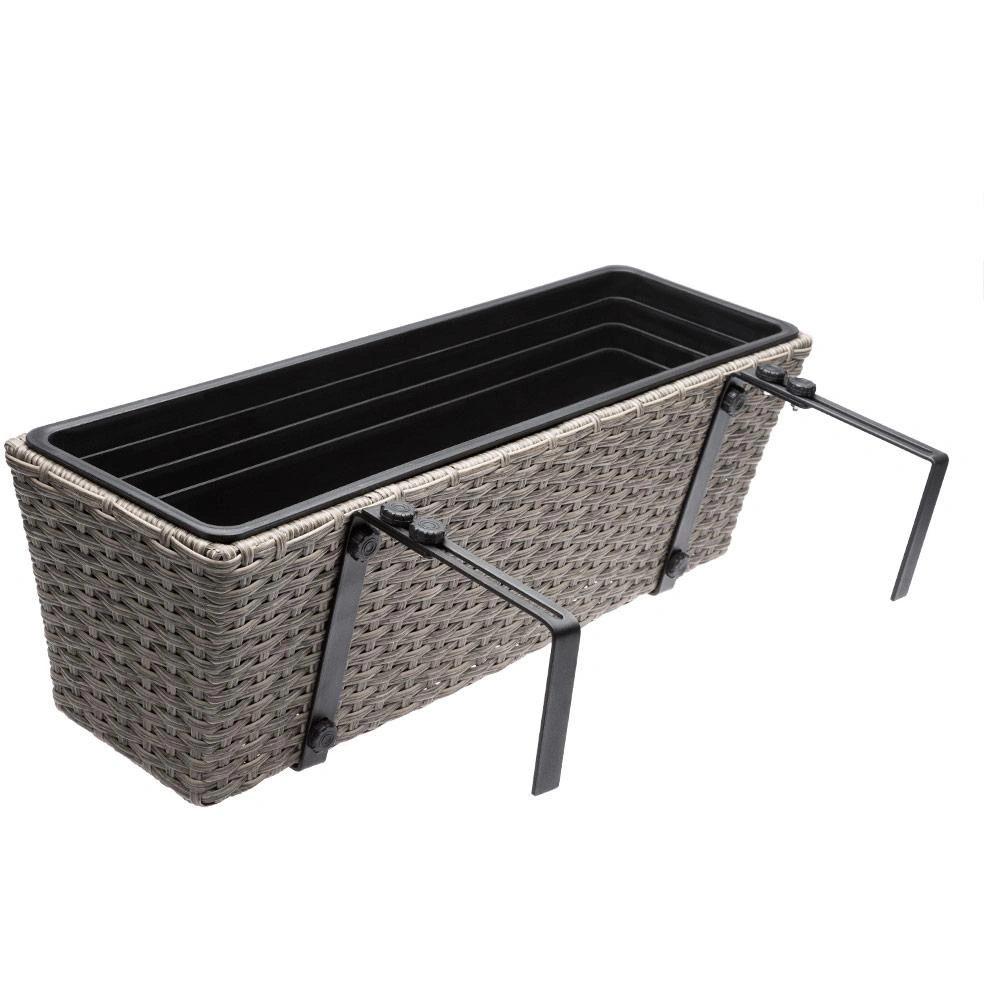 2x Rattan Balkonpflanzer creme - 10