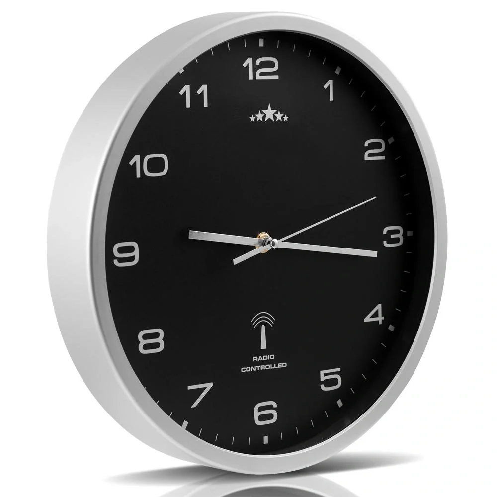 Wanduhr Radio Ø 31cm - schwarz/silber - 3