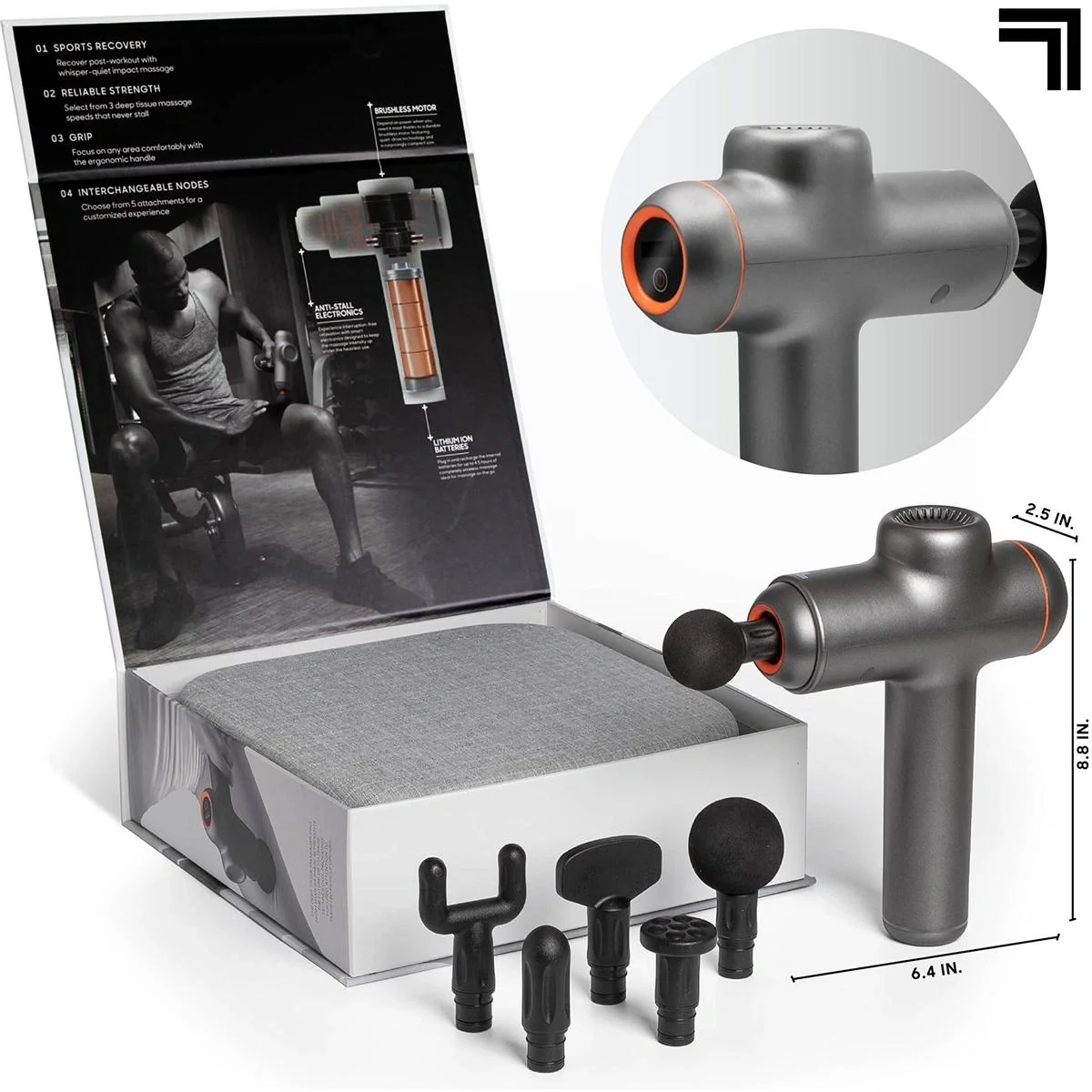 Sharper Image - Deep Tissue Pro - Massagepistole - 6 Aufsätze - 9