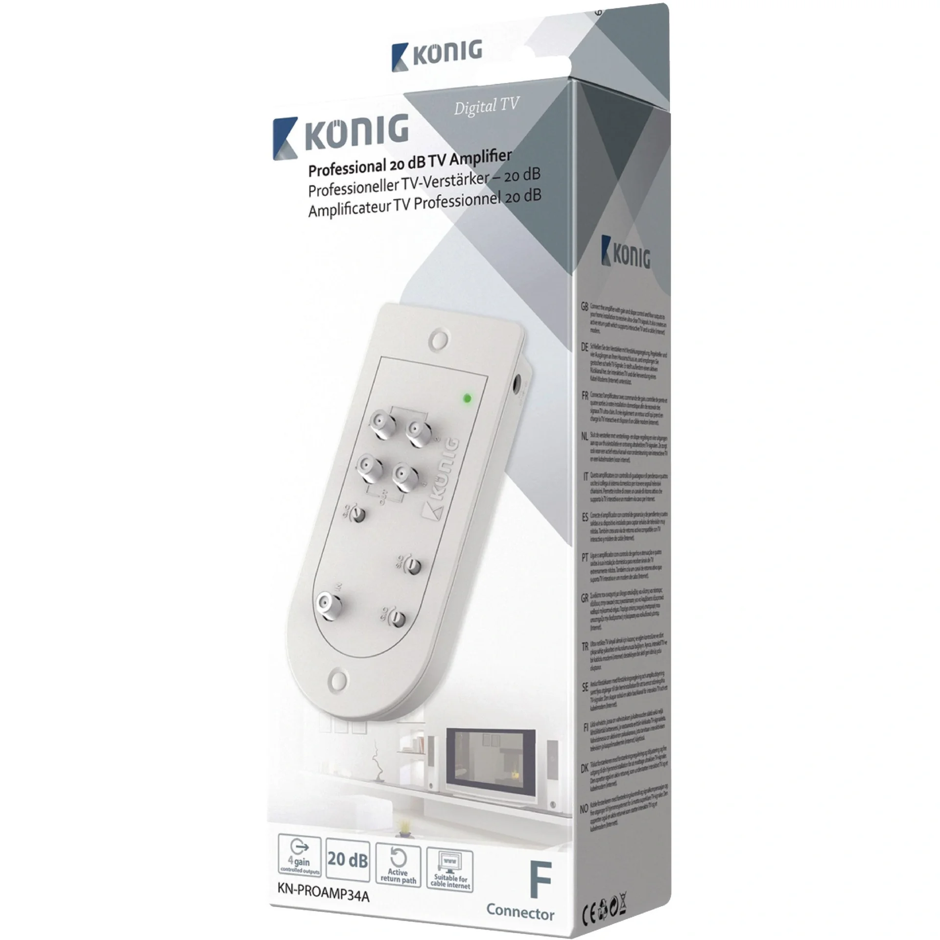 Kabel-TV Verstärker 20 dB 4 Ausgänge - 2