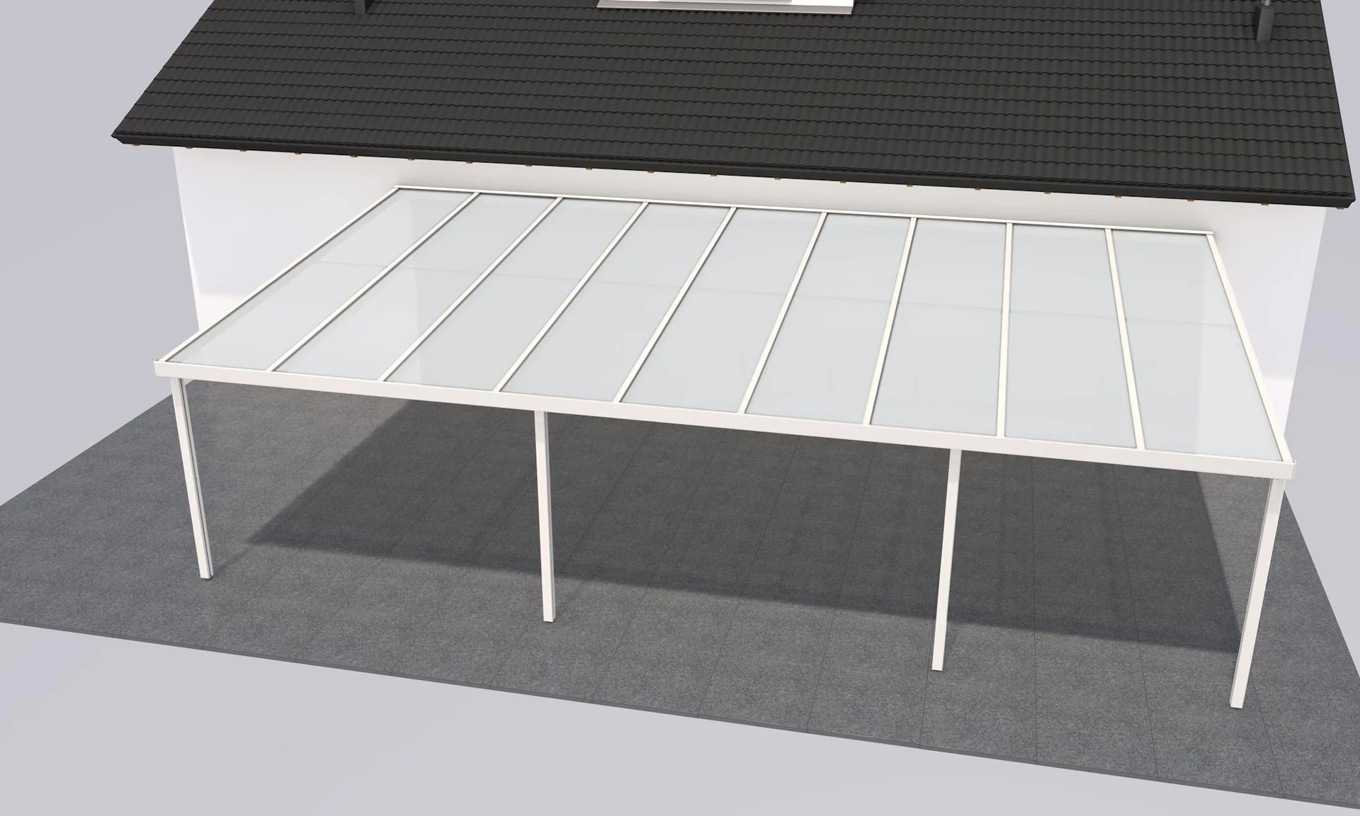 Terrassendach Premium, weiß, 9135 x 5060 mm - Klima blue - 2
