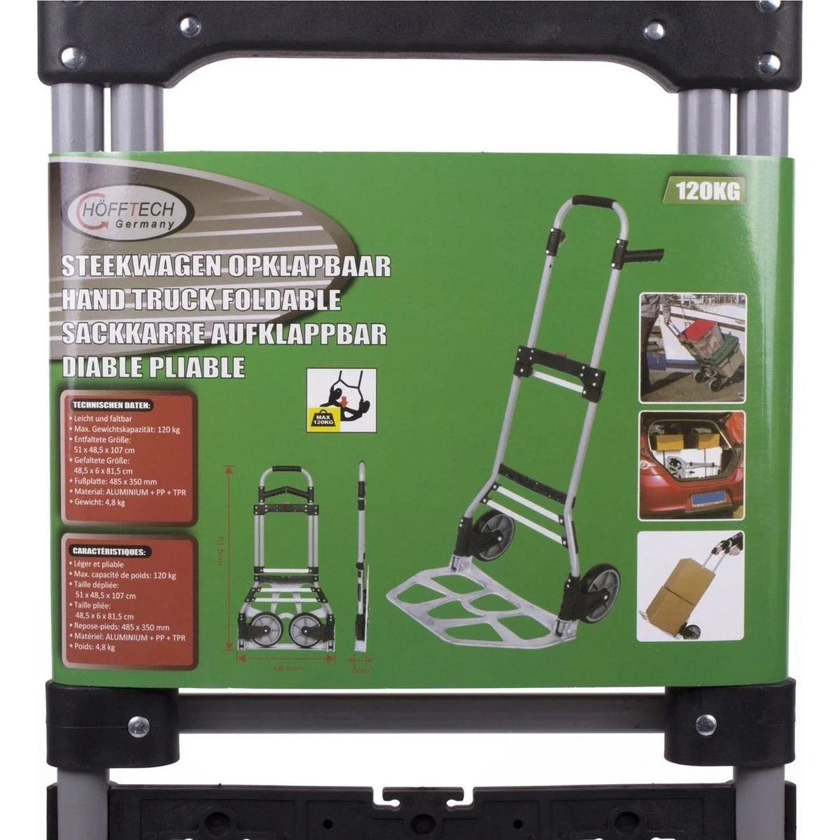 Zusammenklappbarer Trolley - 51x48,5x107 cm - max 120 kg - Aluminium - 5