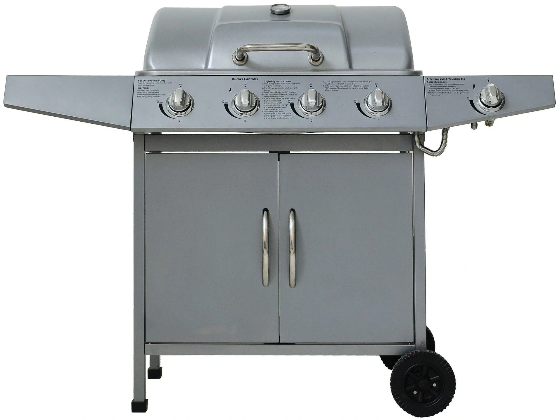 Gasgrill "Dayton" 4 Hauptbrenner + 1 Seitenbrenner, silber - 9