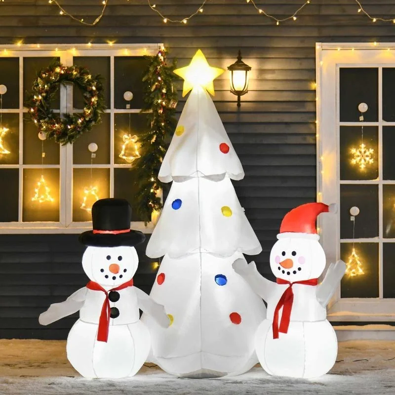 Aufblasbarer Weihnachtsbaum Weihnachtsdekoration mit Schneemann 185 cm - 9