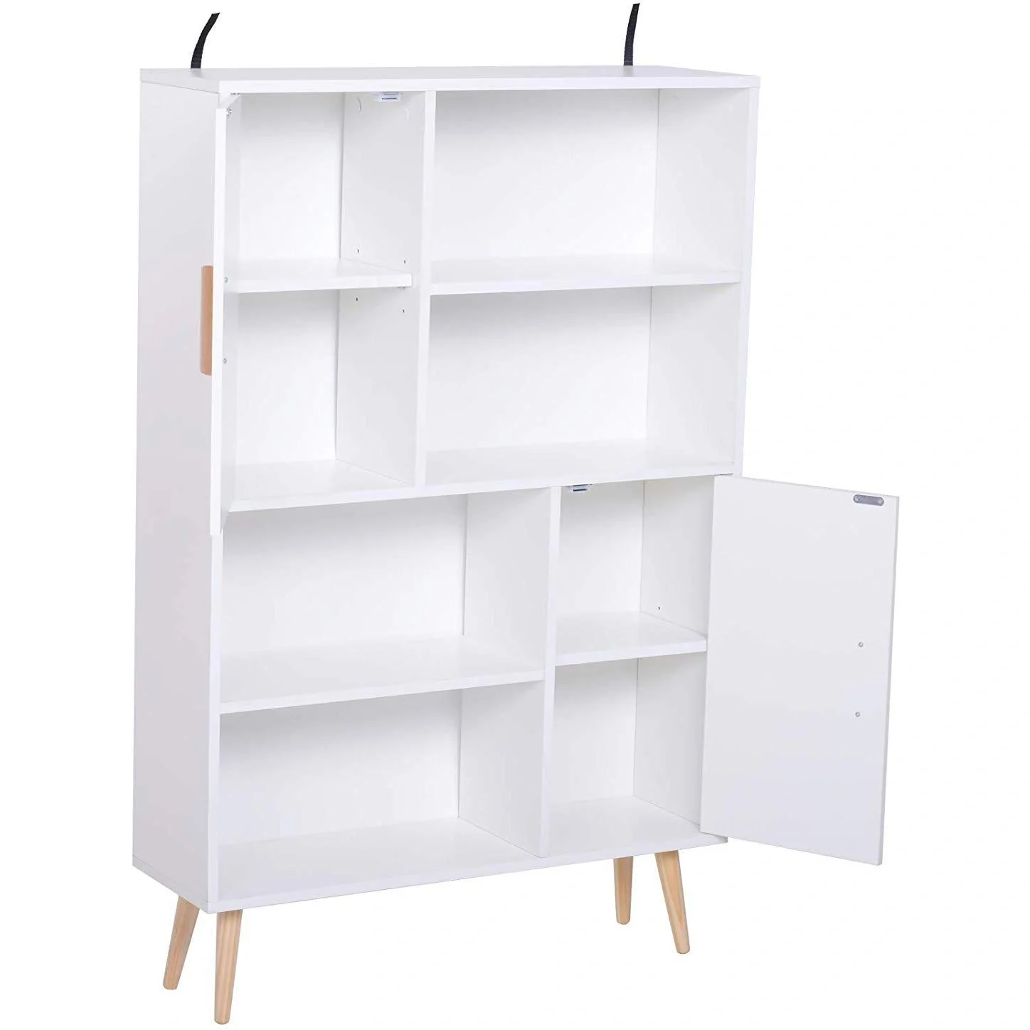 Standregal Bücherregal mit 8 Fächern 100 kg Belastbarkeit Kiefernholz Weiß 80 x 23,5 x 123 cm - 3
