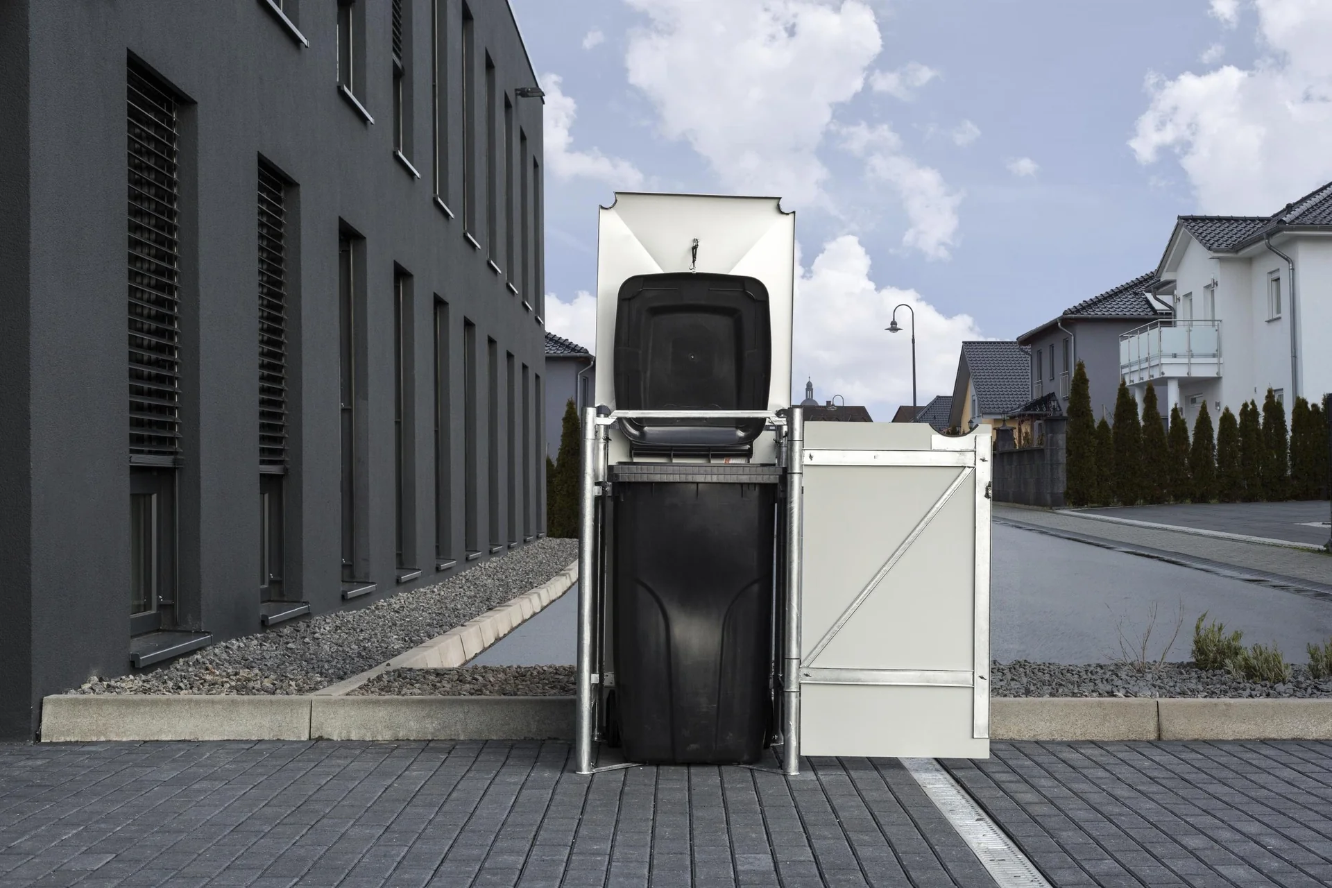 Mülltonnenbox 240 Liter, Kunststoff, Schwarz, 1er - 9