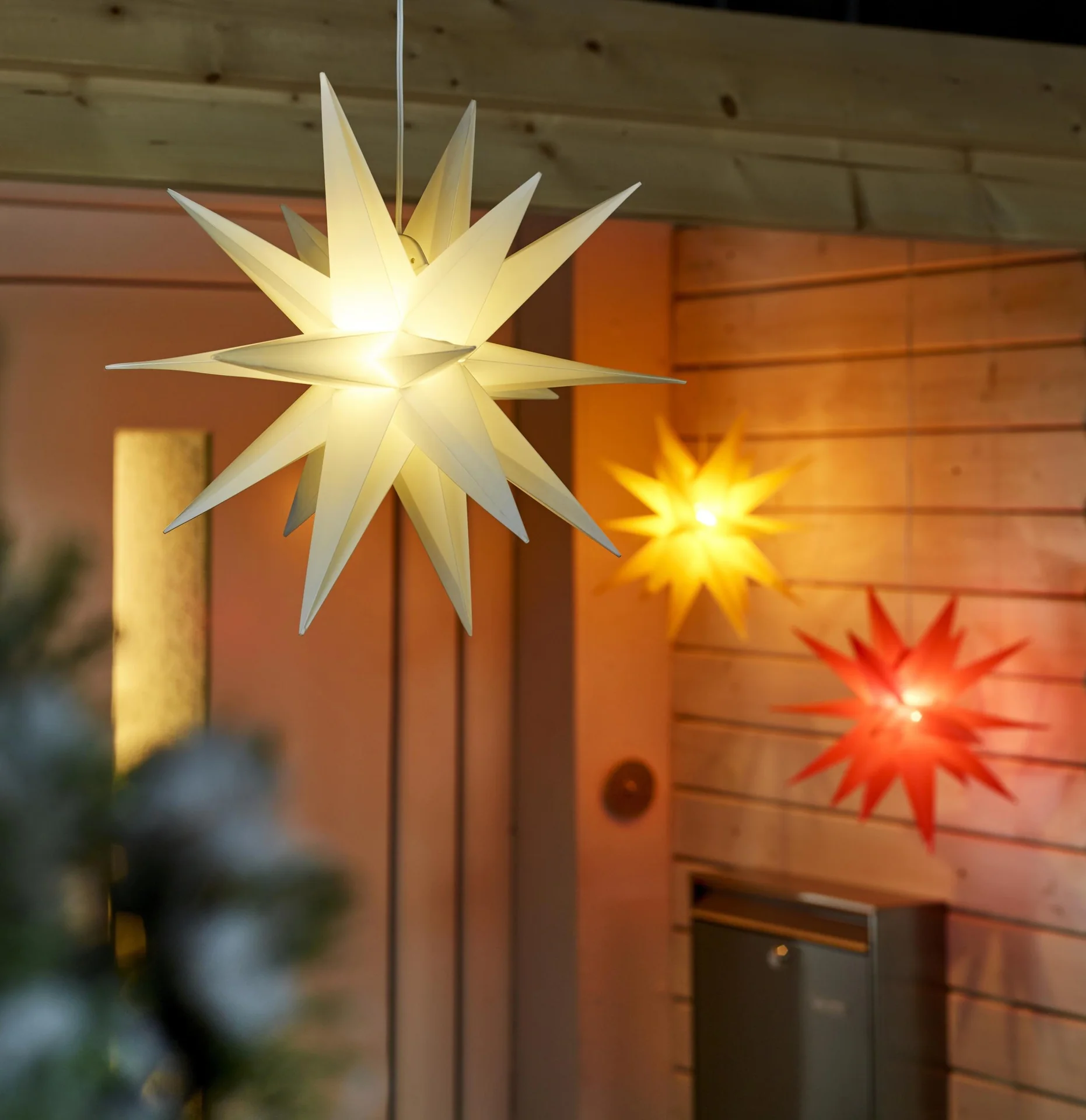 LED Kunststoffstern weiß 35 cm - 2