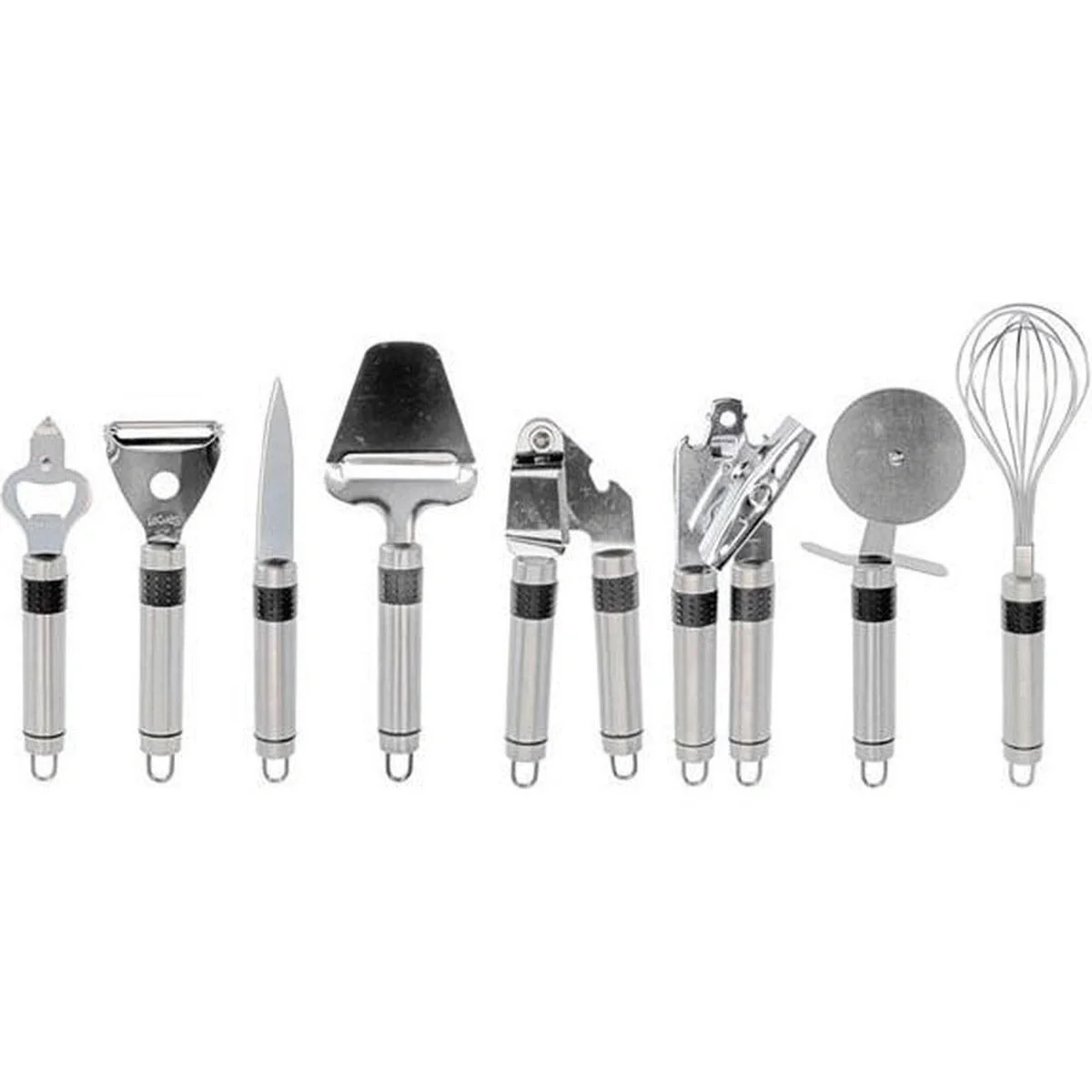 9-teiliges Küchenset - Küchenutensilien - mit Küchenleiste - Edelstahl - 5