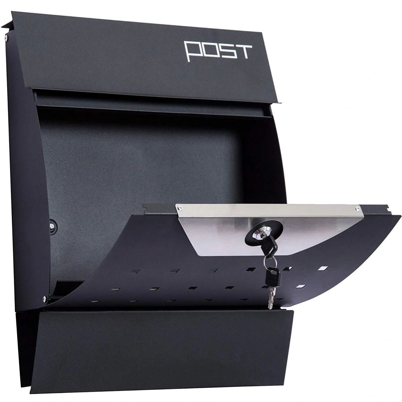 Briefkasten Postkasten mit Zeitungsfach abschließbar 2 Schlüssel Stahl Schwarz - 9