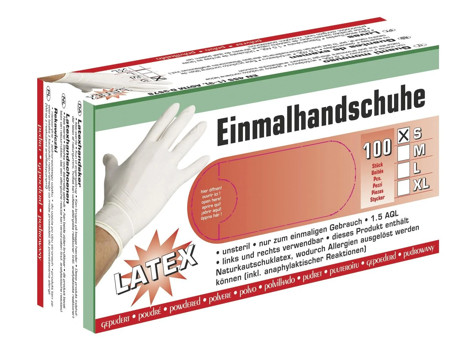 Latexhandschuhe, leicht gepudert, Gr. S , 100 St. - 3