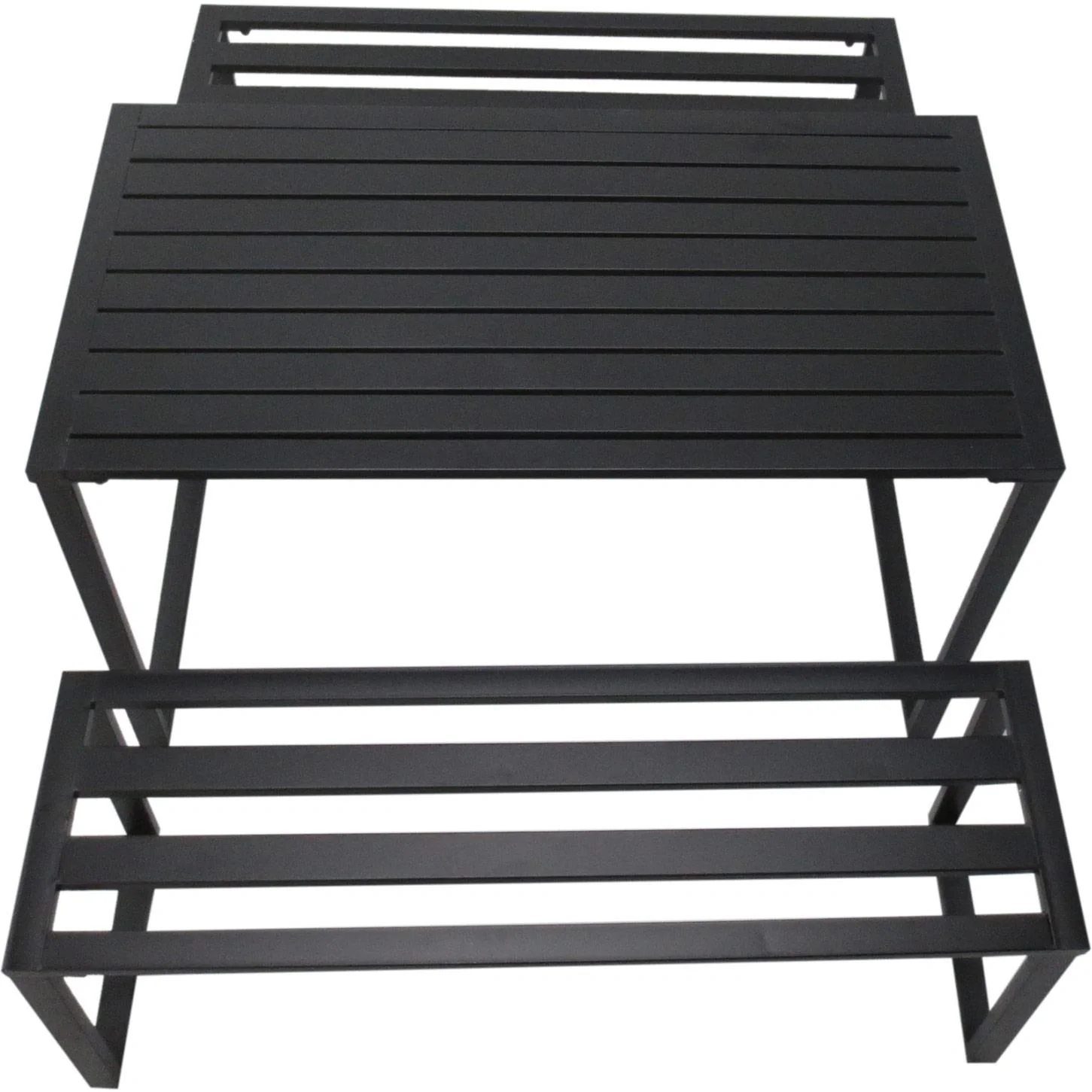 Bierzeltgarnitur Festgarnitur 3 tlg, Sitzgruppe 1 x Tisch 2 x Sitzbank Metall Schwarz 110 x 55 x 70 cm - 7