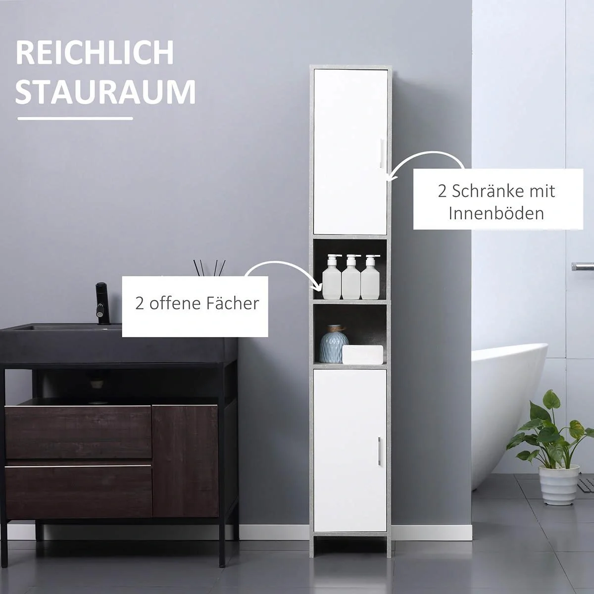 Badezimmerschrank 30 cm x 30 cm x 180 cm - 4