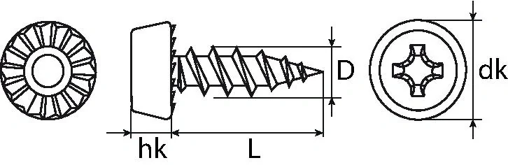 Profilverbindungsschrauben PH Kopf mit Sperrverzahnung phosphatiert 3.9x13mm PH 1000 Stück - 3