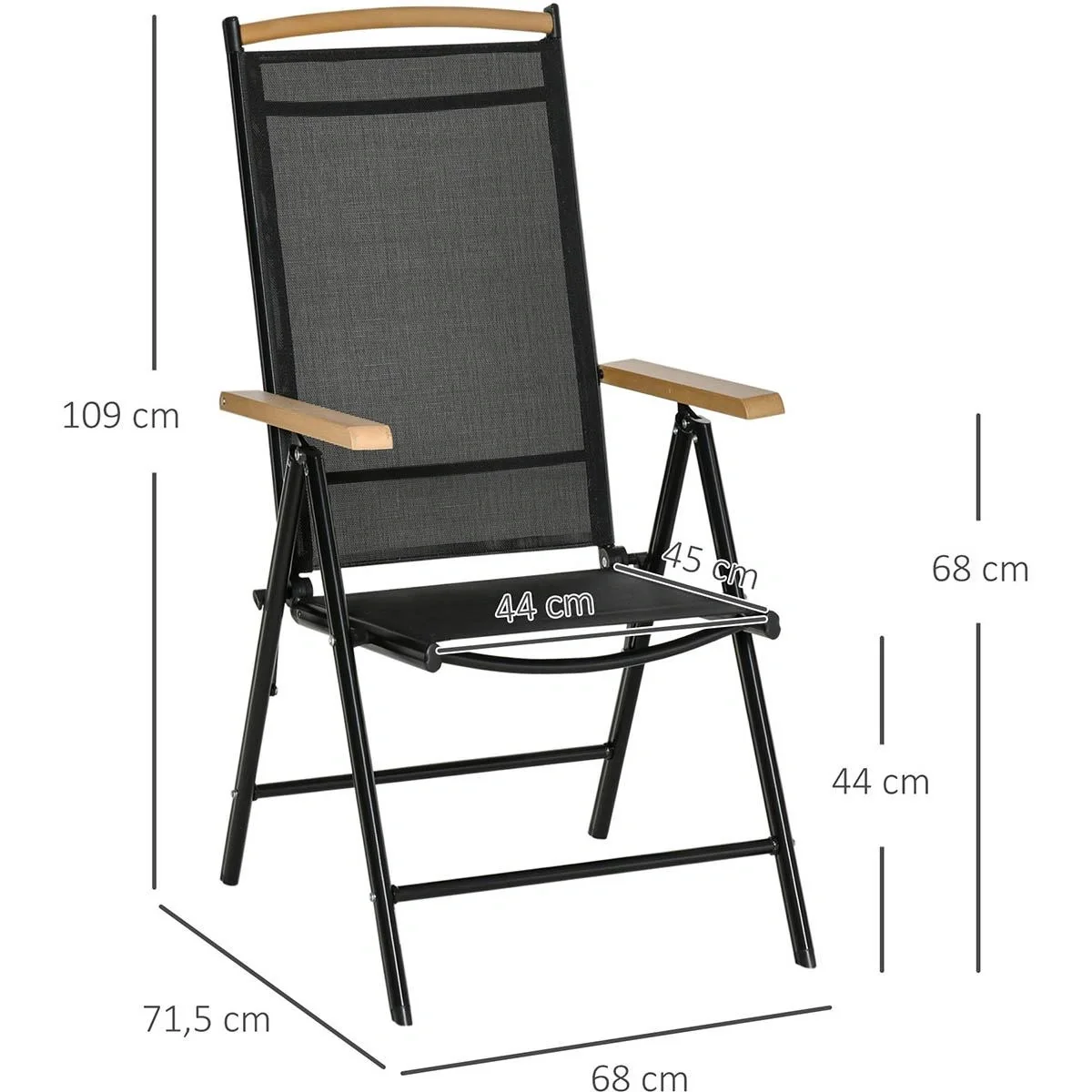 Gartenstuhl-Set 2-teilig schwarzes Netz 71,5 cm × 68 cm × 109 cm - 6