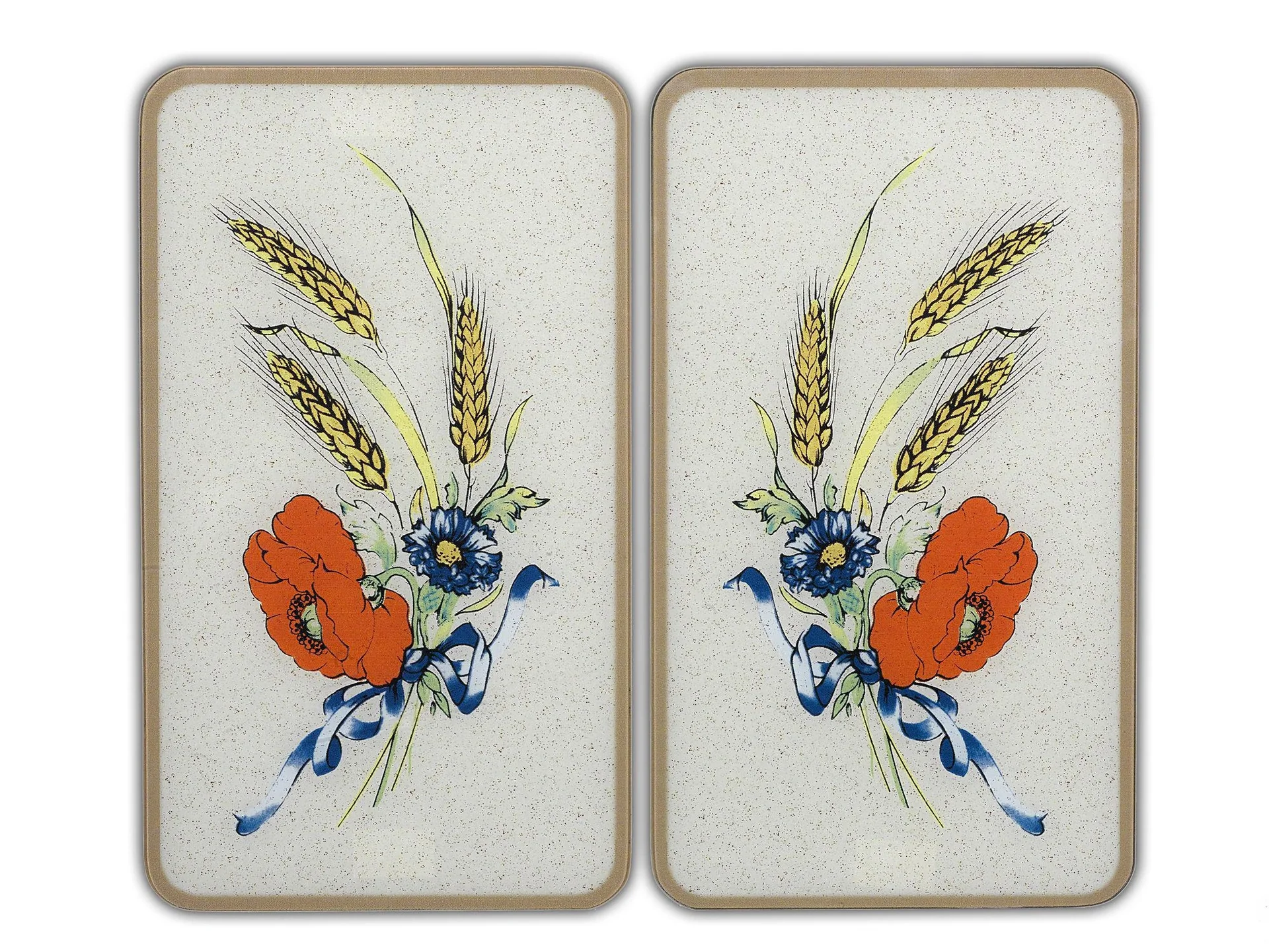 3 in 1 Herd-Abdeckplatten, Schneidbretter, Arbeitsplatten,Glas, Kornblumen-Design, je 52 x 30 cm, 2er-Set - 6