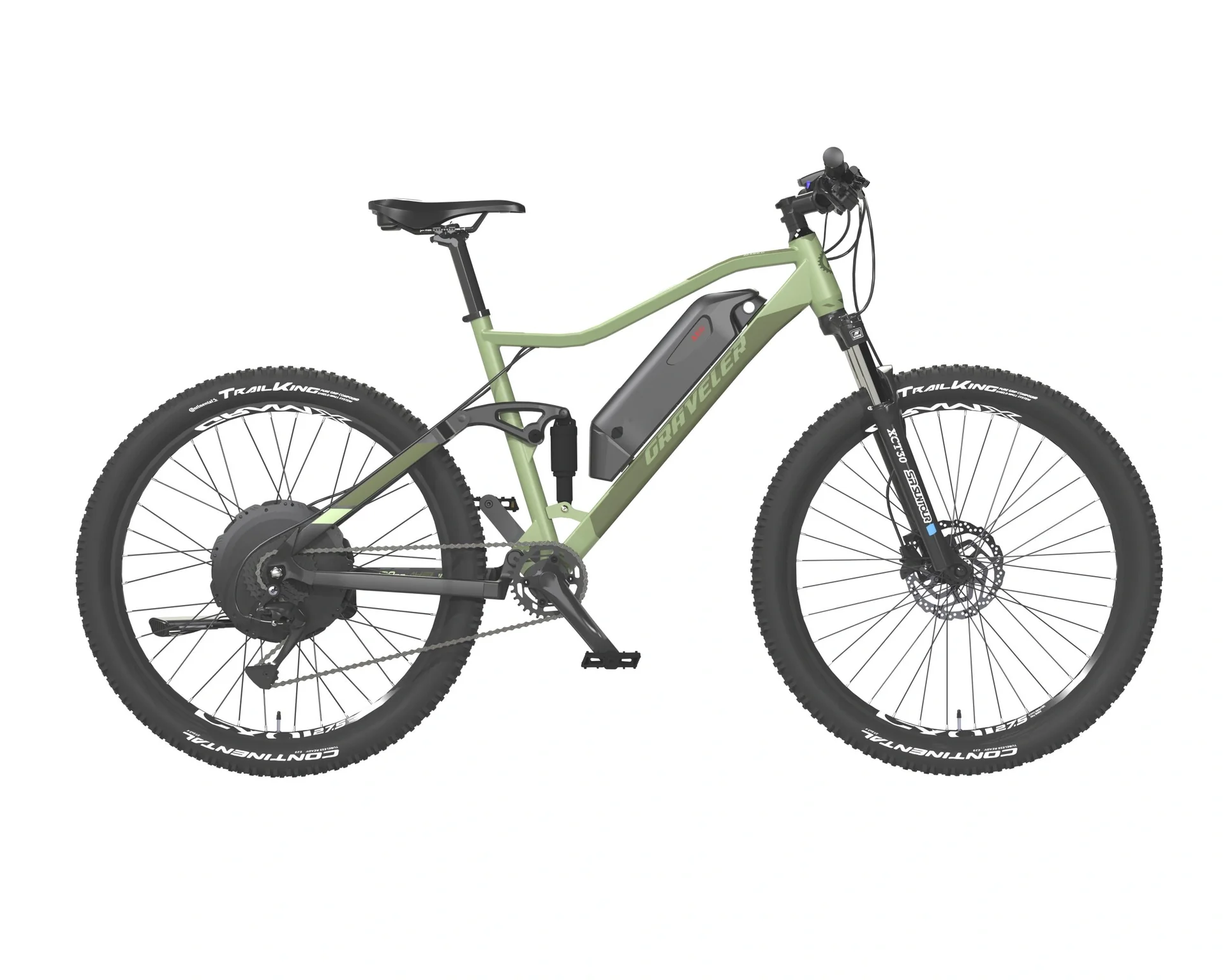 Unisex E-Bike MTB 27,5 Zoll, Rahmengröße 48 cm, 9-Gang Kettenschaltung, olivgrün matt, GRAVELER 22.EMM.10 - 2