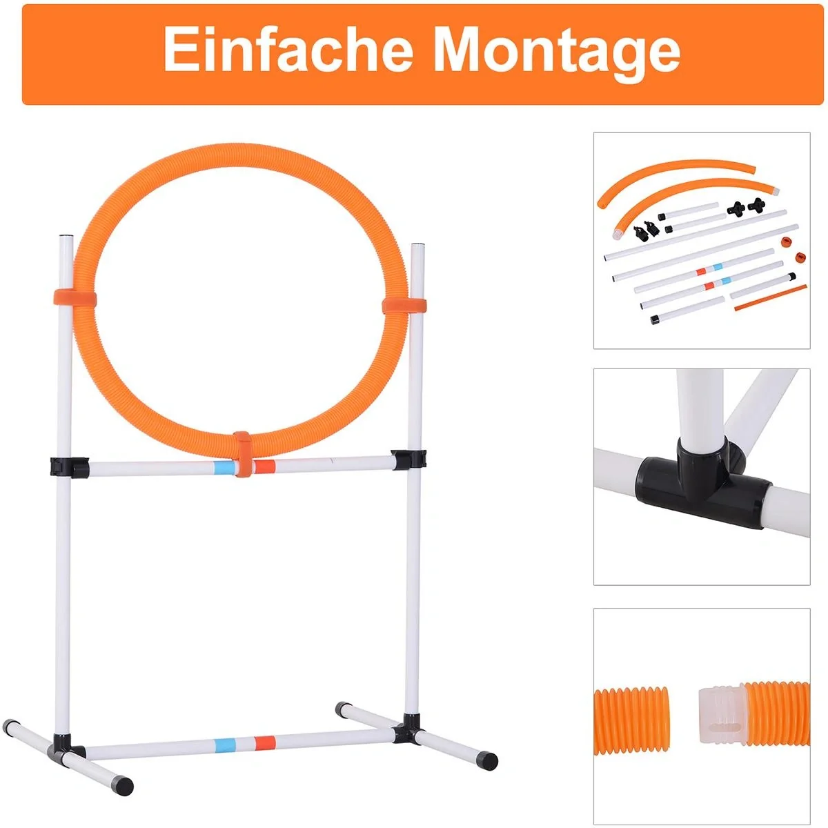 Hundetrainingsset mit Springring orange/weiß - 10
