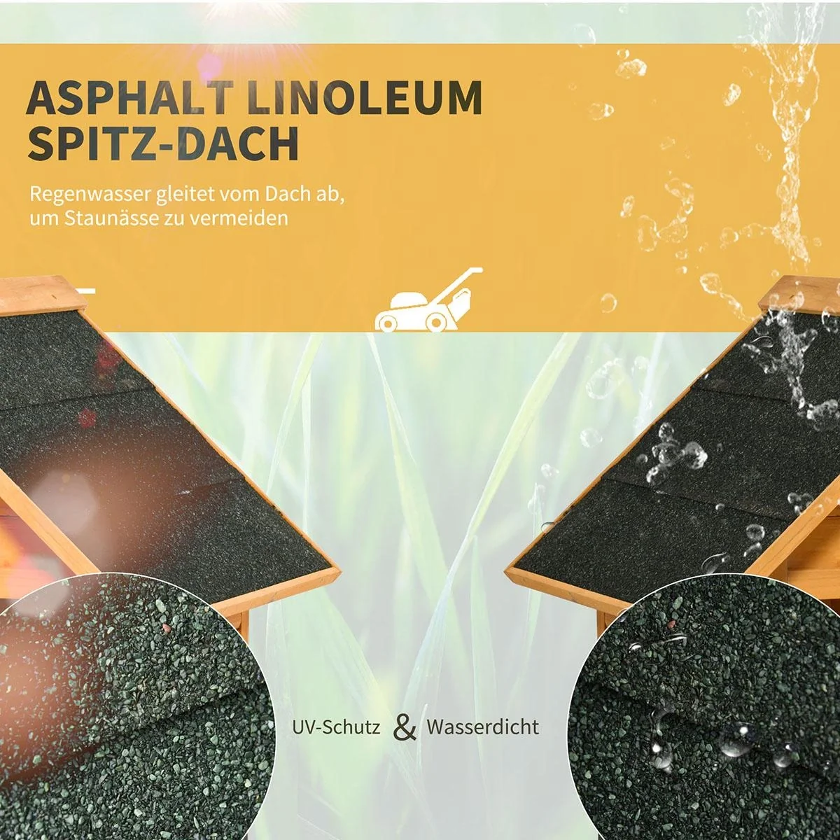 Holzgarage für Rasenmäher Roboter Mähroboter Garage Carport für Rasenroboter Sonnen- & Regenschutz Gelb 75 x 76 x 70 cm - 1