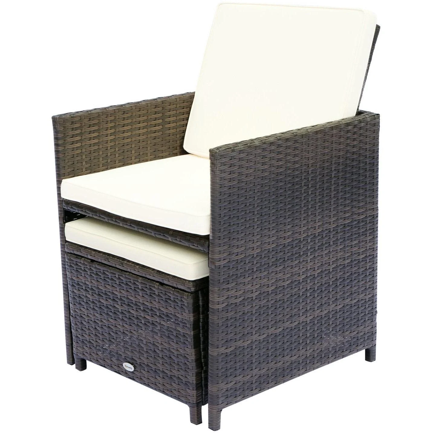Polyrattan Sitzgruppe Essgruppe 21 tlg, mit Kissen Alu Braun - 8